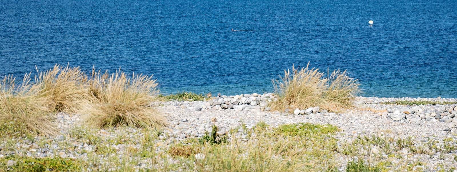 Vue aérienne du Strandcamping Wallnau sur la côte ouest de Fehmarn