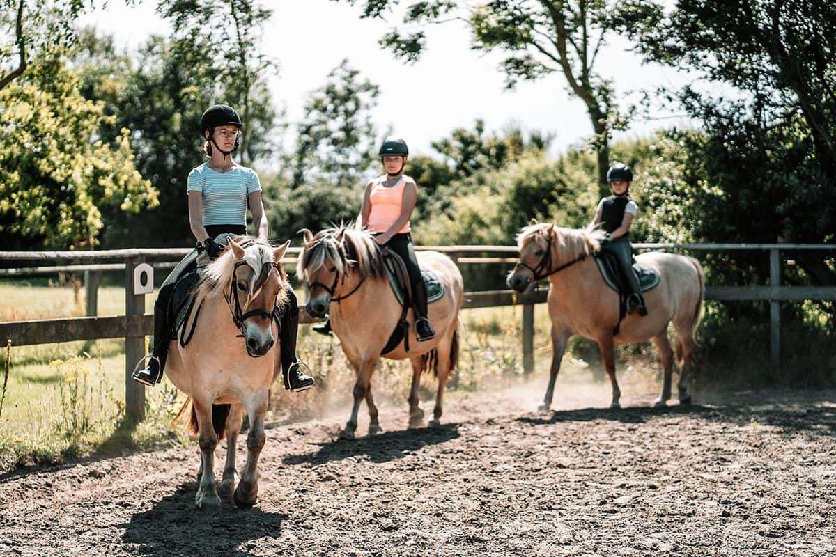 Child having a riding lesson at the Sunset Farm pony yard